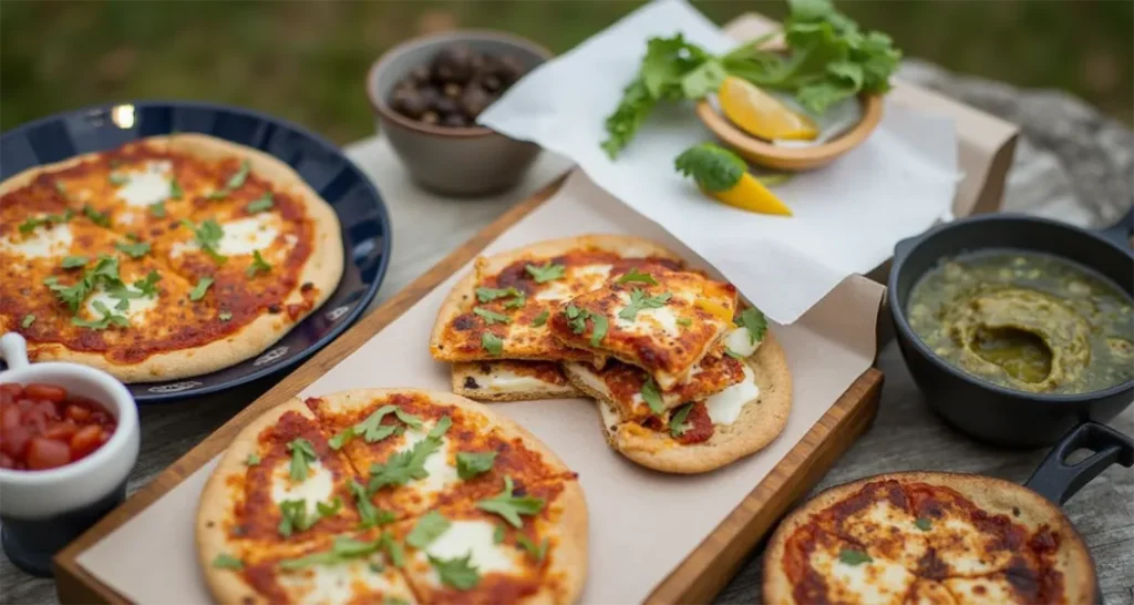 benefits of mini pita pizzas and quesadillas for camping, including portability, simplicity, and versatility.