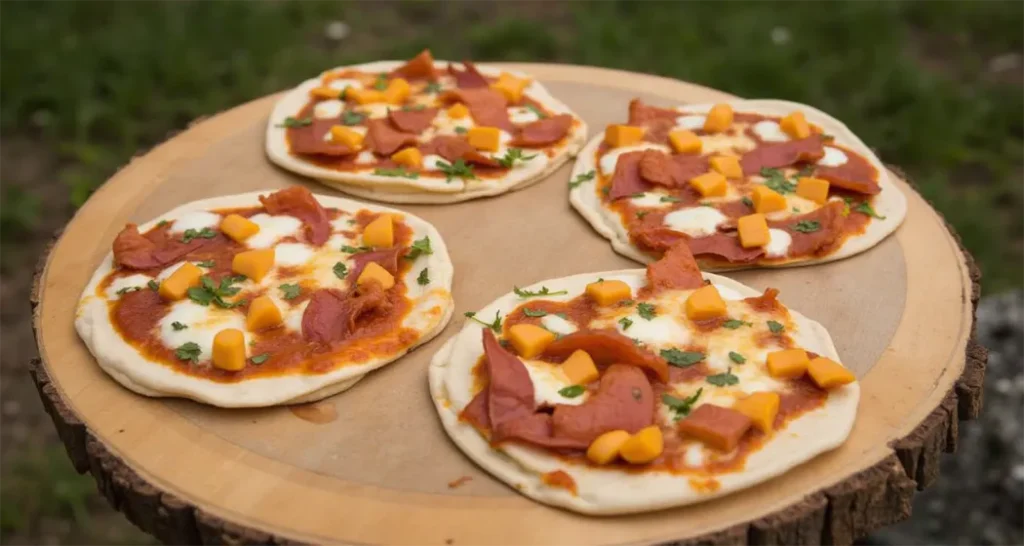 served on a wooden board